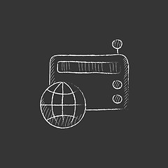 Image showing Retro radio. Drawn in chalk icon.