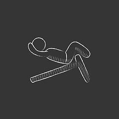 Image showing Man doing crunches on incline bench. Drawn in chalk icon.