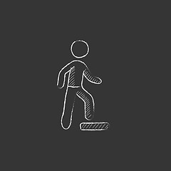 Image showing Man doing step exercise. Drawn in chalk icon.