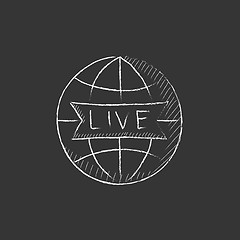 Image showing Globe with live sign. Drawn in chalk icon.