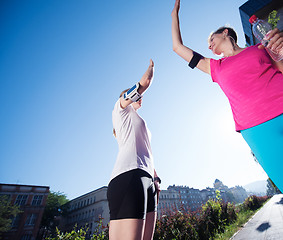 Image showing congratulate and happy to finish morning workout