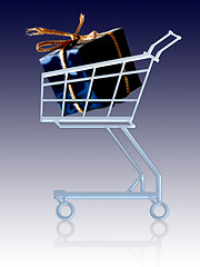 Image showing Gift in a shopping cart