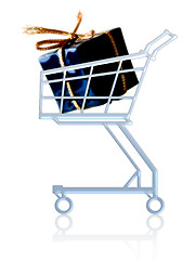 Image showing Gift in a shopping cart