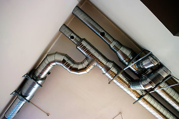 Image showing Ventilation pipes of an air condition