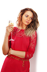 Image showing sad woman with glass of wine