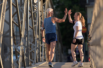 Image showing couple congratulate and happy to finish