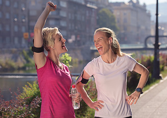 Image showing congratulate and happy to finish morning workout