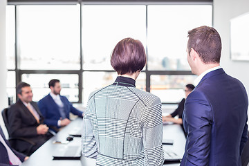 Image showing Corporate business team office meeting.