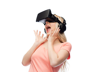 Image showing woman in virtual reality headset or 3d glasses