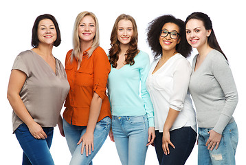 Image showing group of happy different women in casual clothes