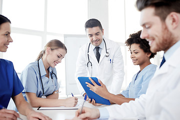 Image showing group of happy doctors meeting at hospital office