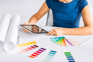 Image showing woman working with color samples for selection