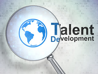 Image showing Studying concept: Globe and Talent Development with optical glass