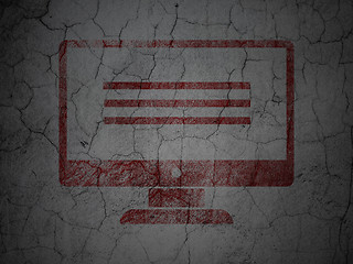 Image showing Web design concept: Monitor on grunge wall background