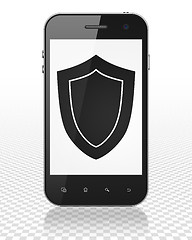 Image showing Privacy concept: Smartphone with Shield on display
