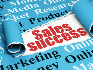 Image showing Marketing concept: red text Sales Success under the piece of  torn paper