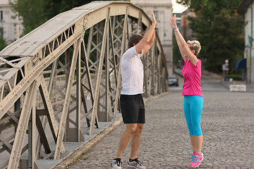 Image showing couple congratulate and happy to finish