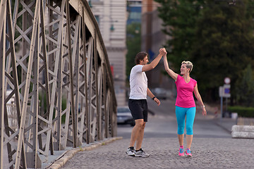 Image showing couple congratulate and happy to finish