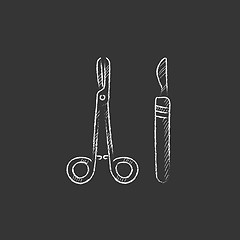 Image showing Surgical instruments. Drawn in chalk icon.