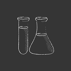 Image showing Test tubes. Drawn in chalk icon.
