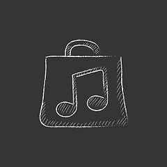 Image showing Bag with music note. Drawn in chalk icon.