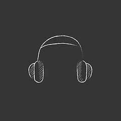 Image showing Headphone. Drawn in chalk icon.