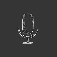 Image showing Retro microphone. Drawn in chalk icon.