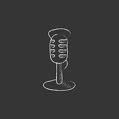 Image showing Retro microphone. Drawn in chalk icon.