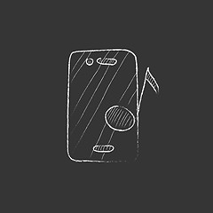 Image showing Phone with musical note. Drawn in chalk icon.