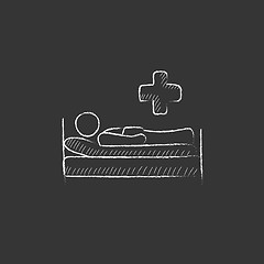 Image showing Patient lying on bed . Drawn in chalk icon.