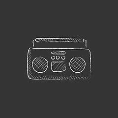 Image showing Radio cassette player. Drawn in chalk icon.