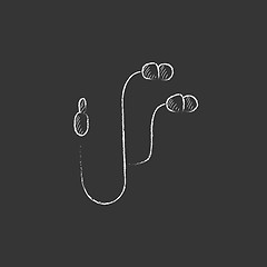 Image showing Earphone. Drawn in chalk icon.