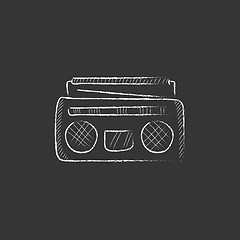 Image showing Radio cassette player. Drawn in chalk icon.