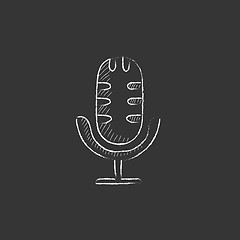 Image showing Retro microphone. Drawn in chalk icon.