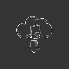 Image showing Download music. Drawn in chalk icon.