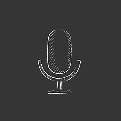 Image showing Retro microphone. Drawn in chalk icon.