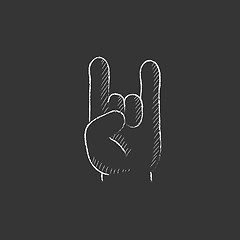 Image showing Rock and roll hand sign. Drawn in chalk icon.