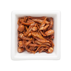 Image showing Fried anchovies and peanuts