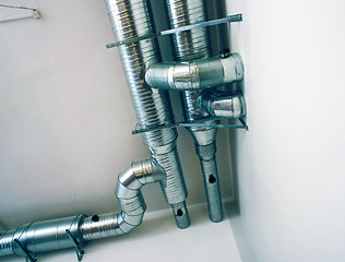 Image showing Ventilation pipes of an air condition