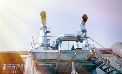 Image showing Ventilation pipes of an air condition