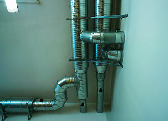 Image showing Ventilation pipes of an air condition