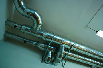 Image showing Ventilation pipes of an air condition