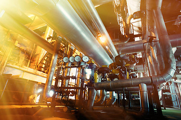 Image showing Industrial zone, Steel pipelines, valves and pumps