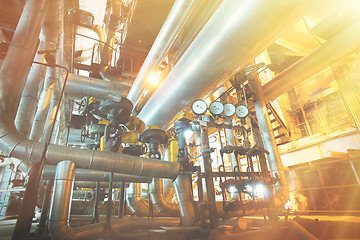 Image showing Industrial zone, Steel pipelines, valves and pumps