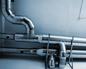 Image showing Ventilation pipes of an air condition