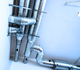 Image showing Ventilation pipes of an air condition