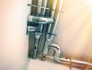 Image showing Ventilation pipes of an air condition