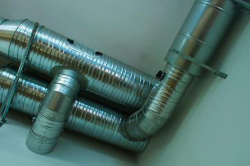Image showing Ventilation pipes of an air condition
