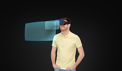 Image showing happy man in virtual reality headset or 3d glasses