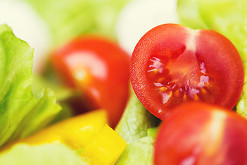 Image showing close up of ripe cut vegetables in salad